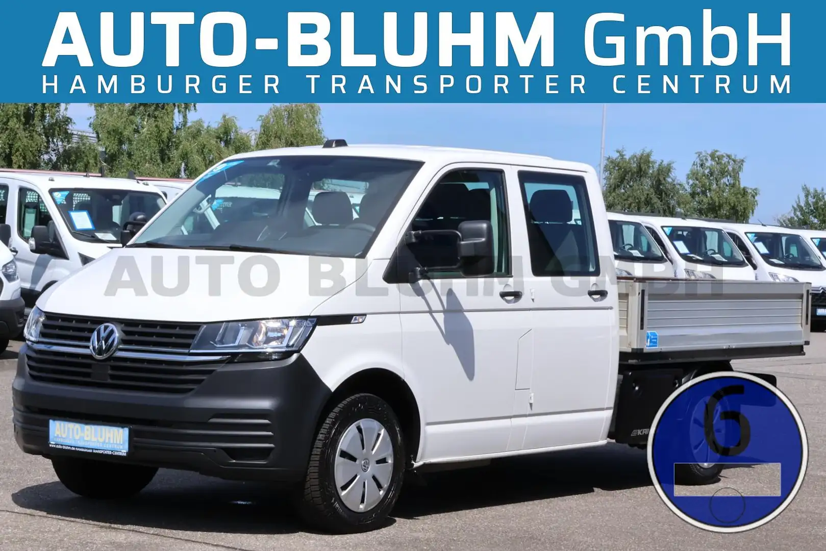 Volkswagen T6 Transporter T6.1 2.0-TDI Doka + AHK 2,5T 6-Sitze 2-Kisten AC Weiß - 1