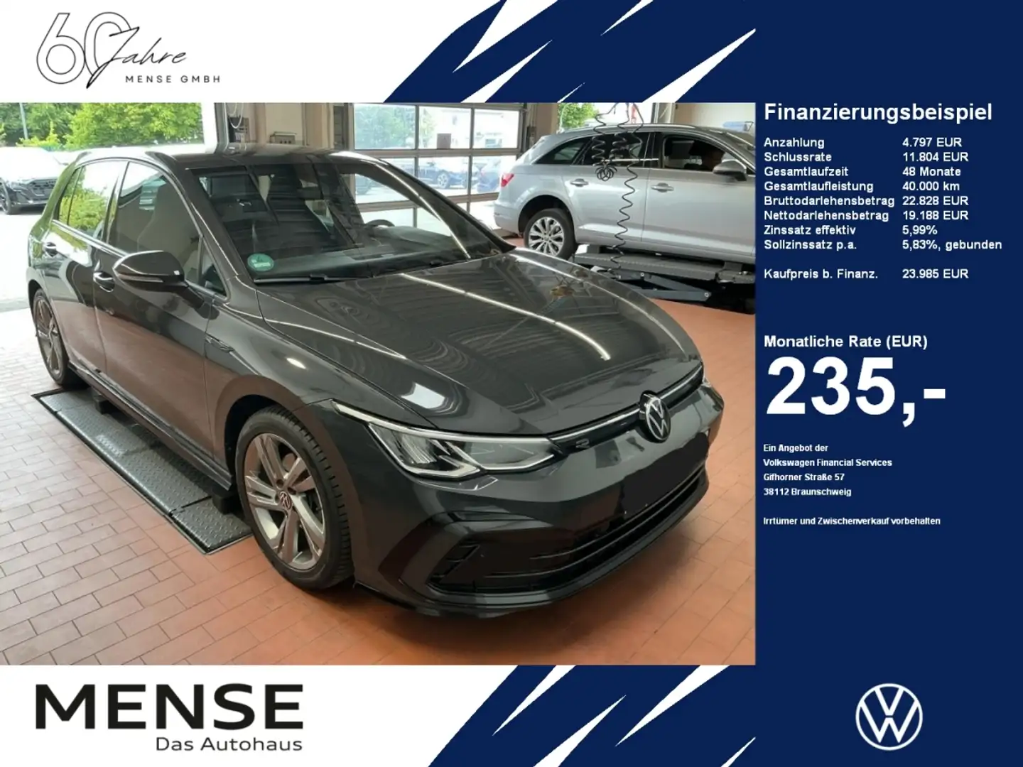 Volkswagen Golf VIII 2.0 TDI R-Line ACC|LED|Navi|VirtualCP Gris - 1