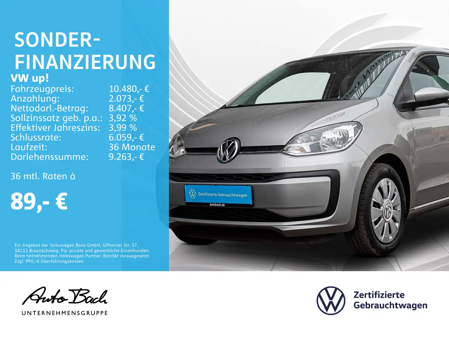 Volkswagen up! 1.0 CNG move up! Klima Radio EFH Servo MFA Plateado - 1