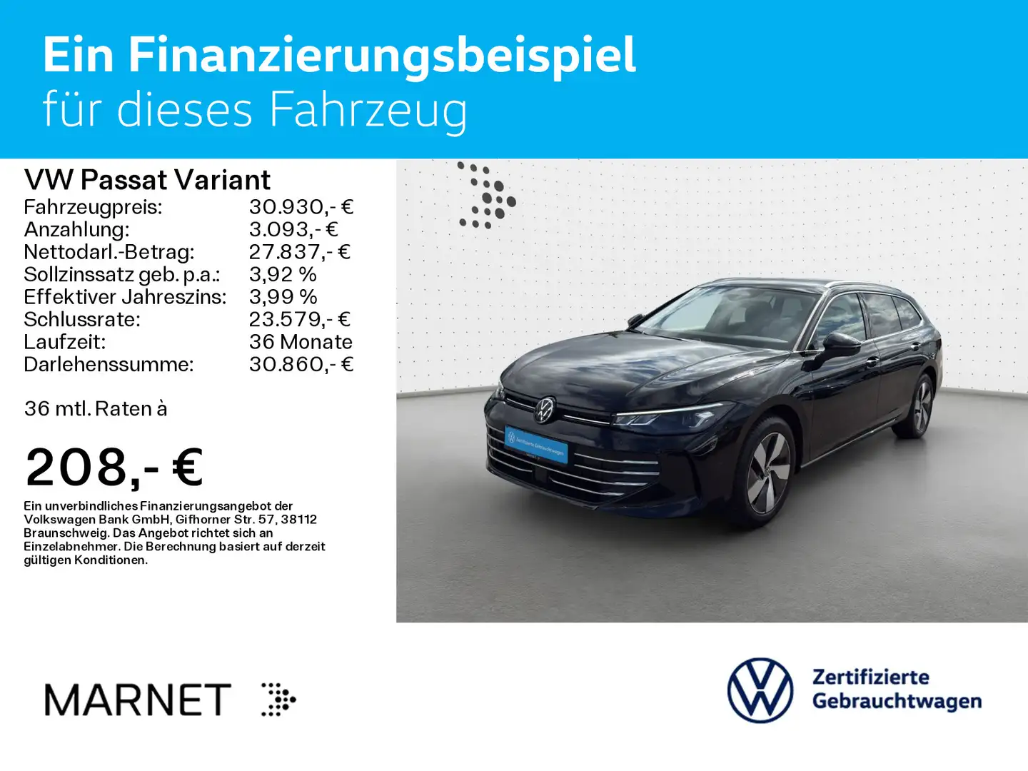 Volkswagen Passat Variant 1.5 eTSI DSG BUSINESS*LED*AHK*KAM Schwarz - 2