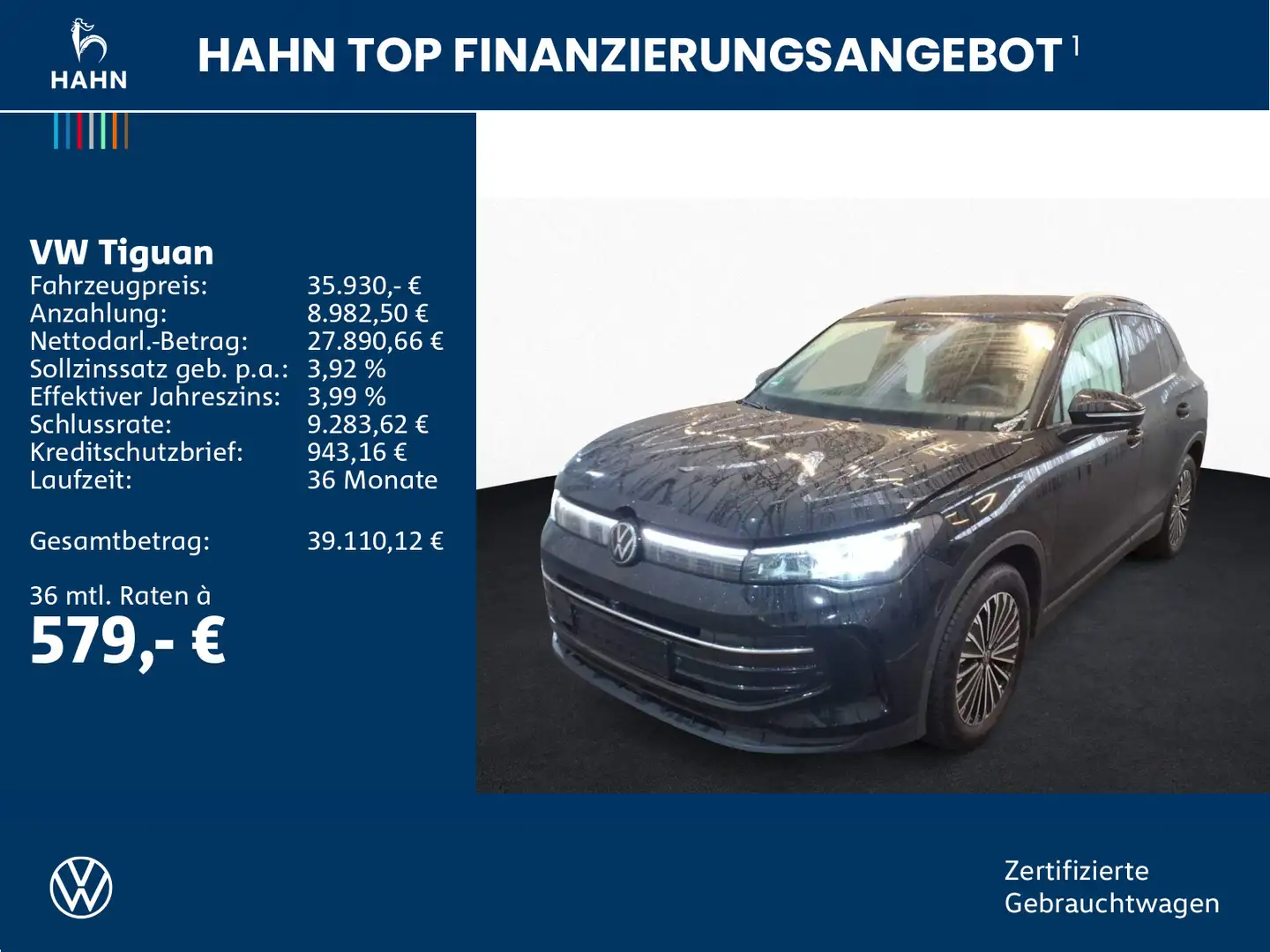 Volkswagen Tiguan 1.5eTSI DSG Goal 360° ACC AHK Matrix Navi Schwarz - 2