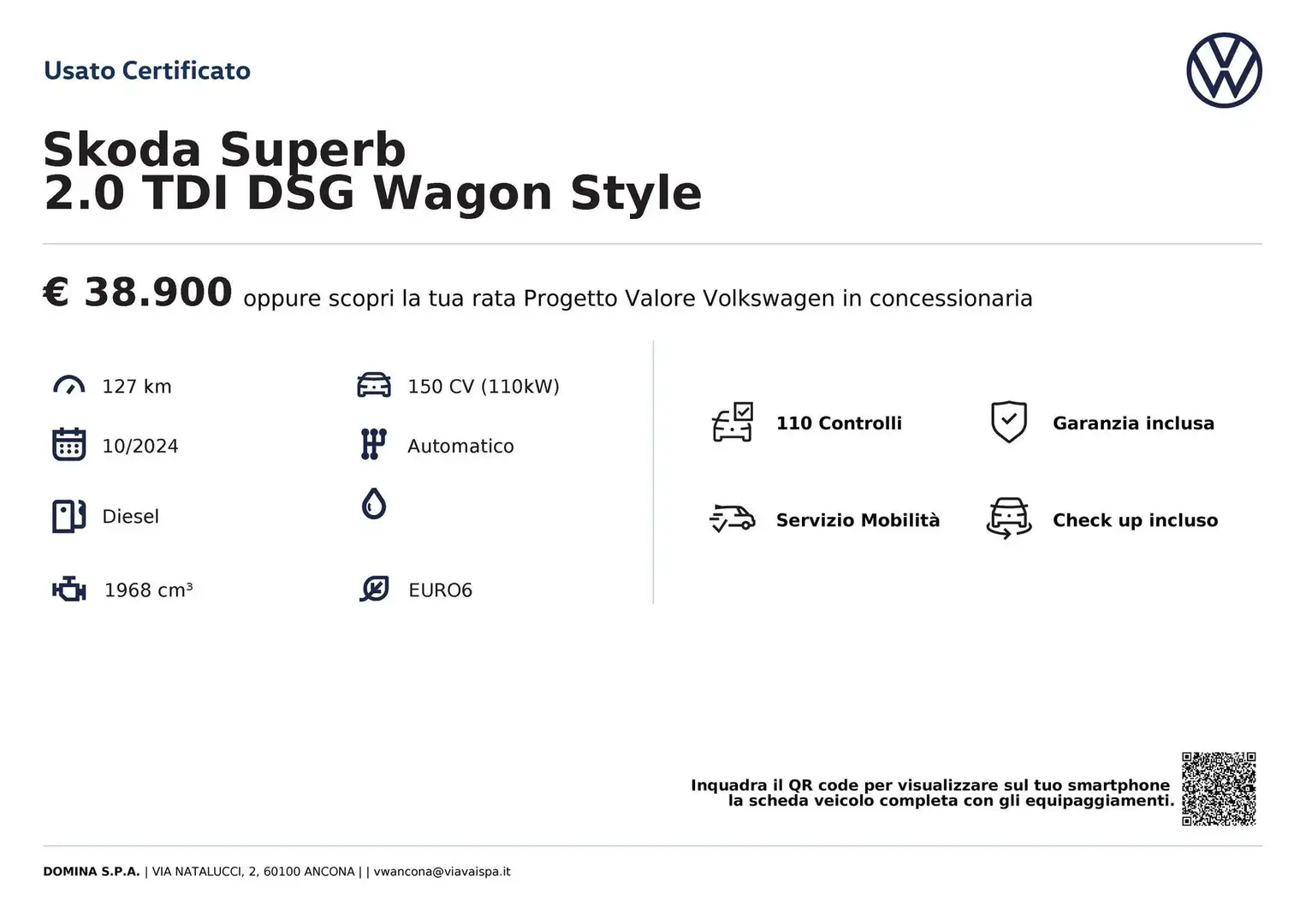 Skoda Superb 2.0 TDI DSG Wagon Style Argento - 2