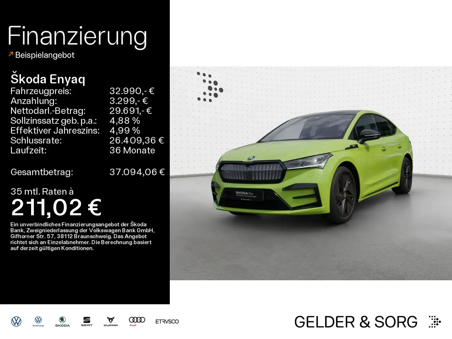 Skoda Enyaq Coupé RS |AHK|HUD|LMF|ACC|SHZ|VZE|RFK| Grün - 1