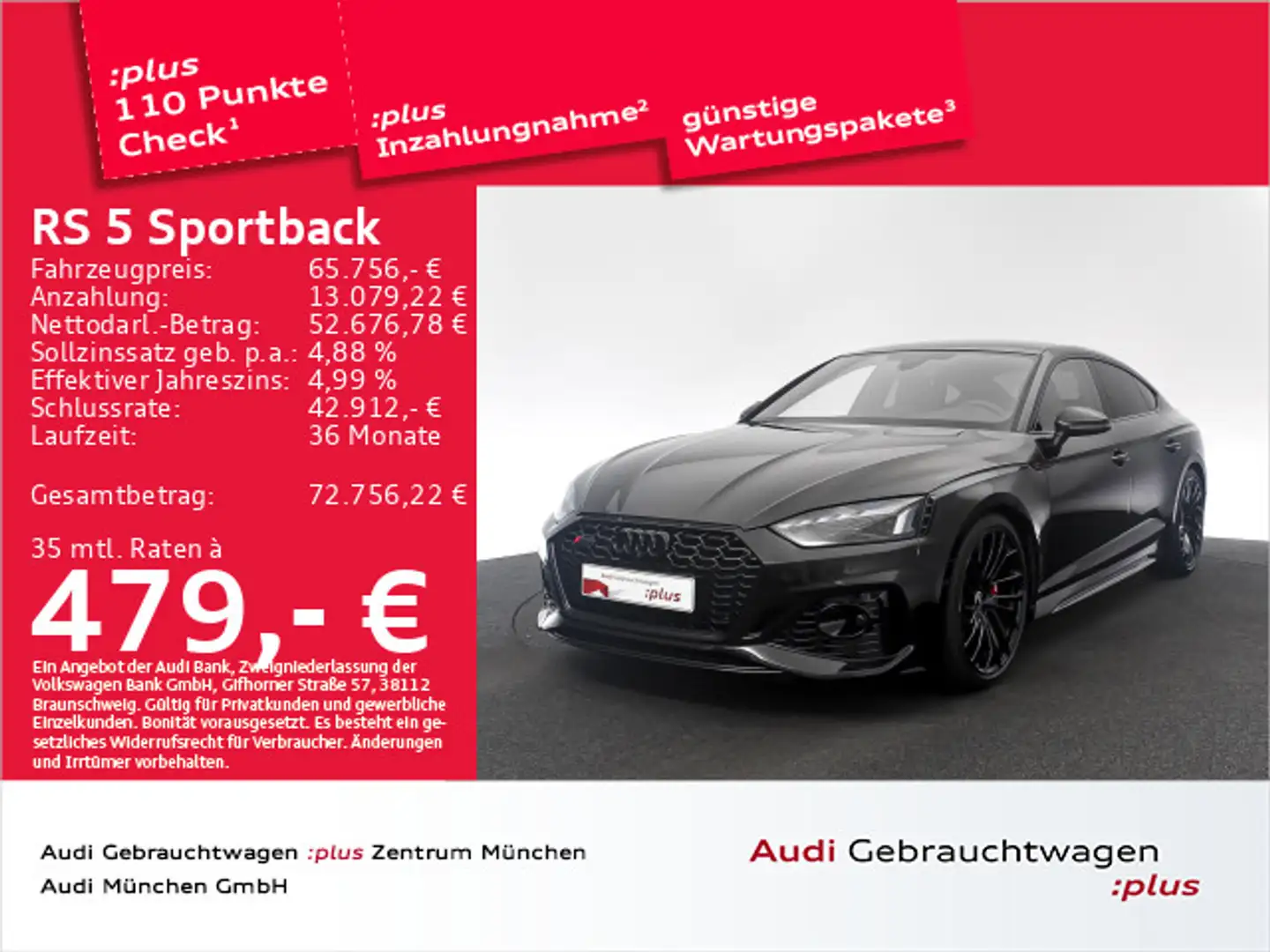 Audi RS5 RS5 Sportback tiptr. Dynamik/RS-AGA/Pano/280km/h Schwarz - 1