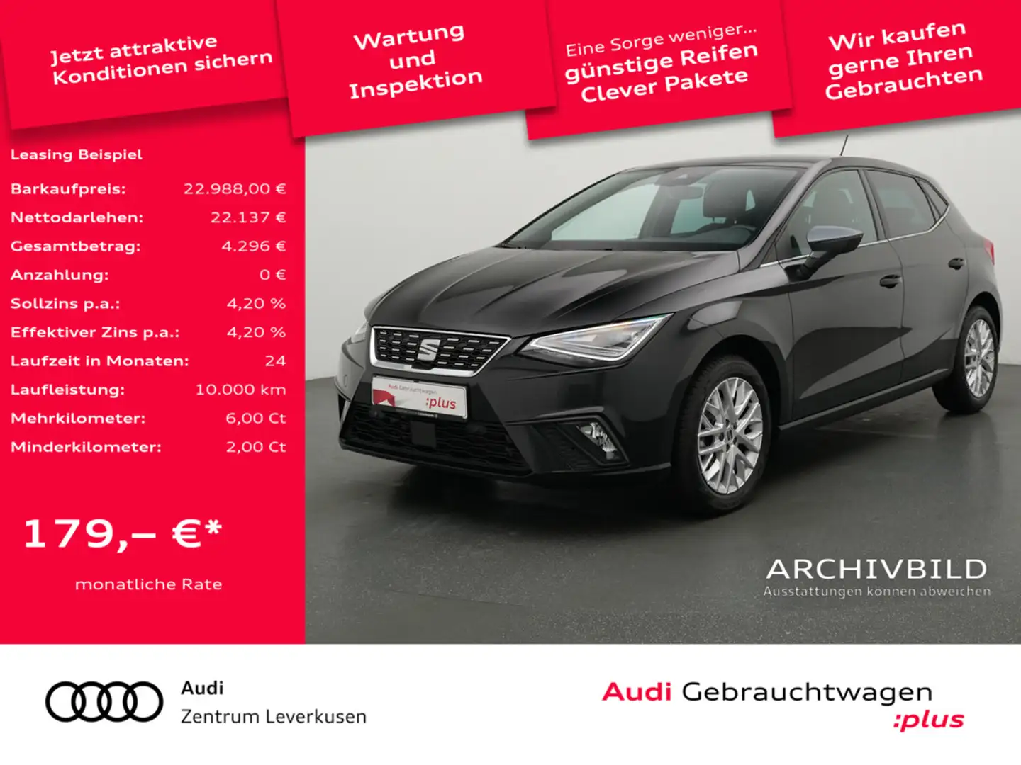 SEAT Ibiza Xcellence DSG NAVI VIRT ACC LEDER KAM S Schwarz - 1