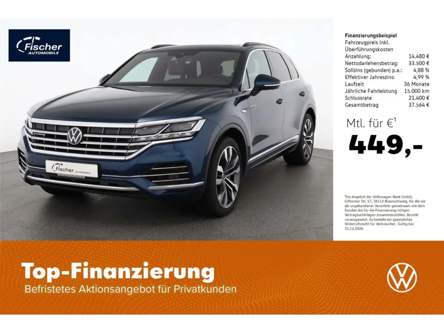 Volkswagen Touareg 3.0 TSI V6 eHybrid 4Mot. Elegance AHK Blau - 1