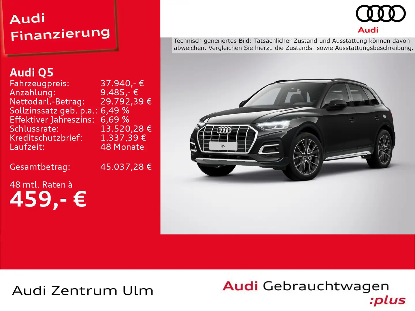 Audi Q5 40 TDI quattro S-Line 20" AHK MATRIX KAM NAVI Schwarz - 1