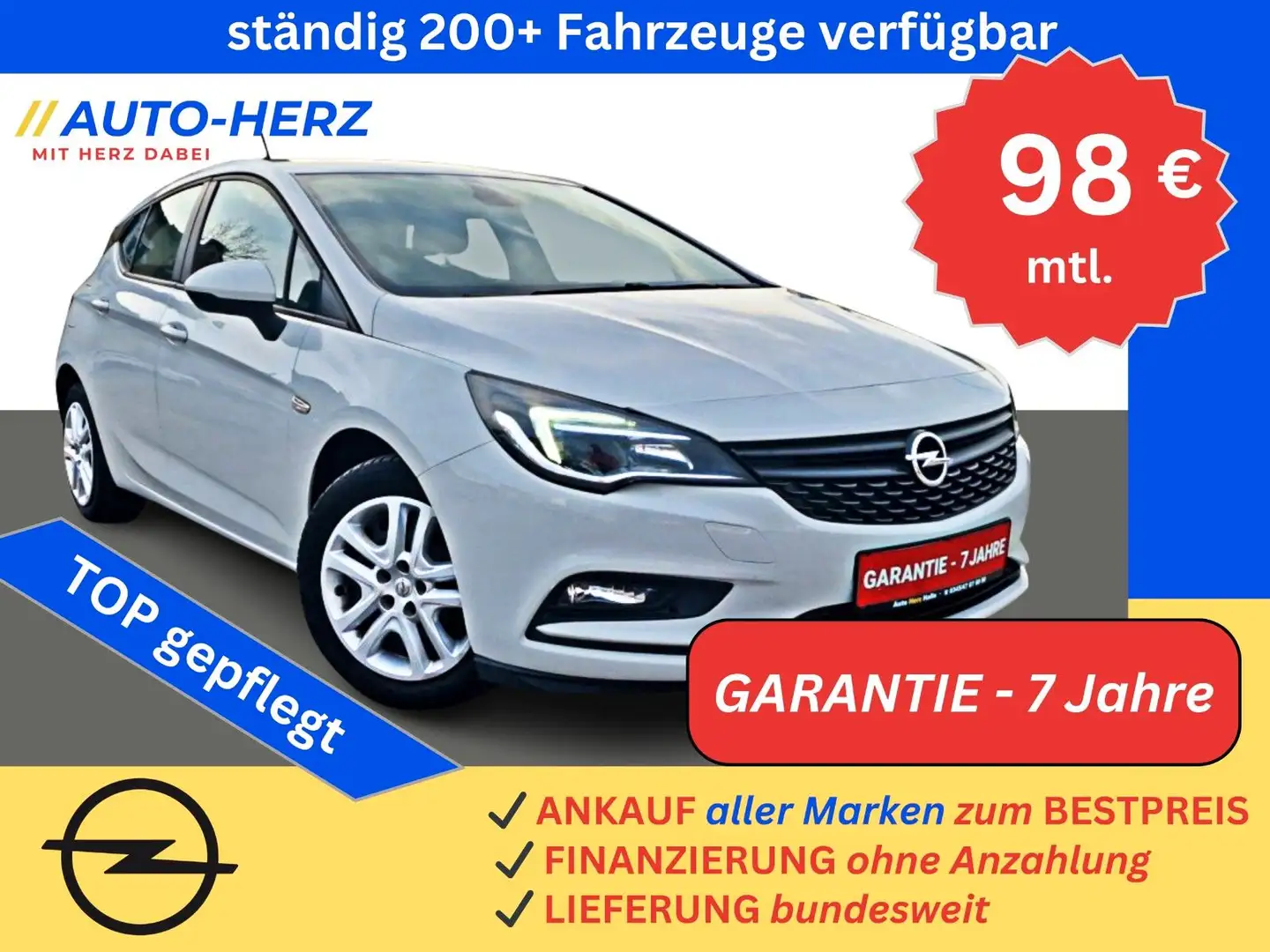 Opel Astra K Lim. 5-trg+Klima+PDC+Navi+CarPlay Weiß - 1