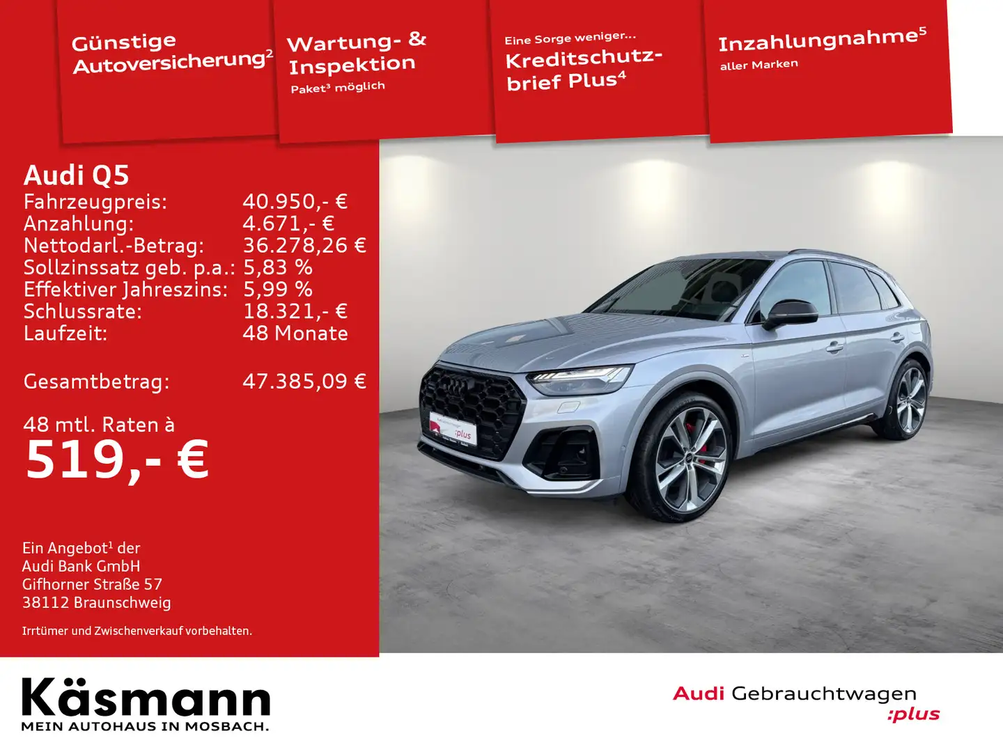 Audi Q5 S line 50TFSIe quattro MATRIX AHK LUFT KAM SH Schwarz - 2