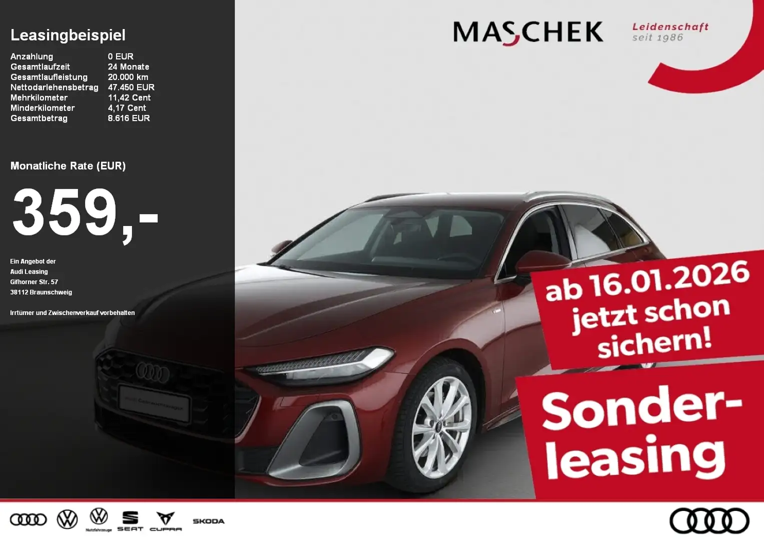 Audi A5 Avant S line TFSI S tronic ACC LM20 Kamera Parkass Rot - 1