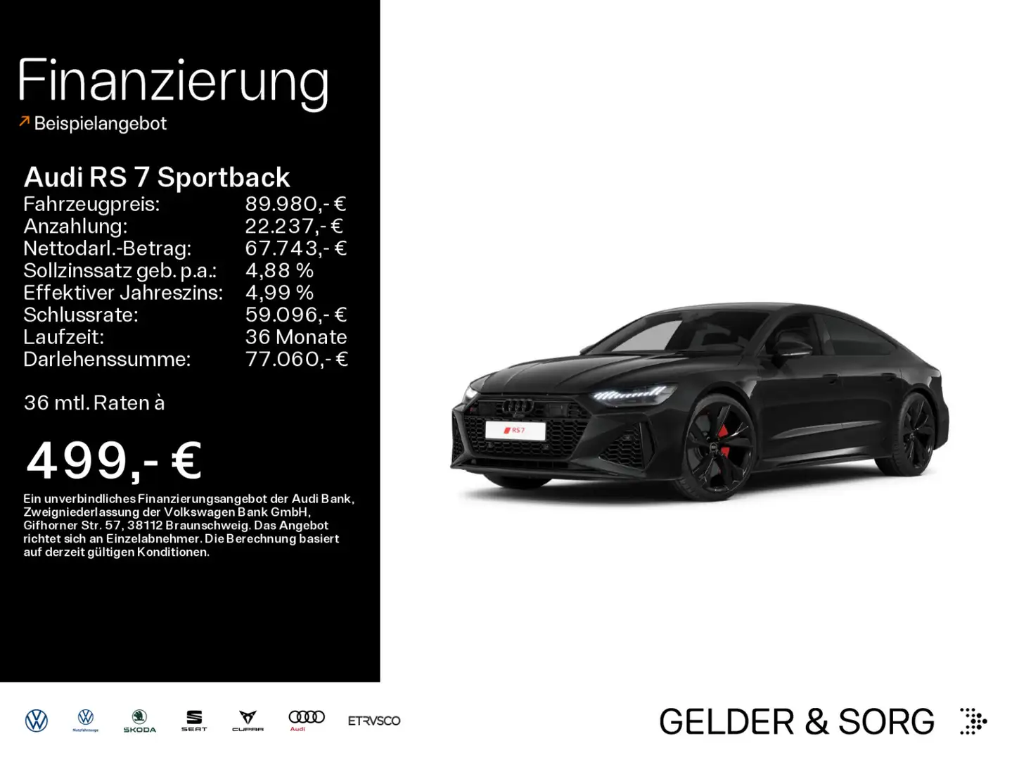 Audi RS7 280km/h/Massage*Sportabgas*B&O Чорний - 1