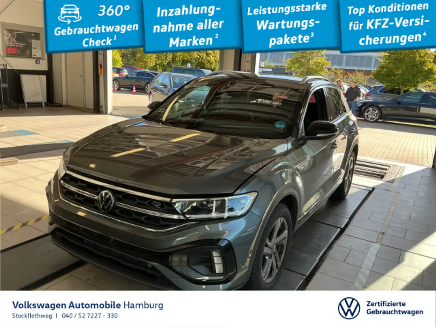 Volkswagen T-Roc 1.5 TSI R-Line DSG AHK Nav ACC CarPlay Cam Grau - 1