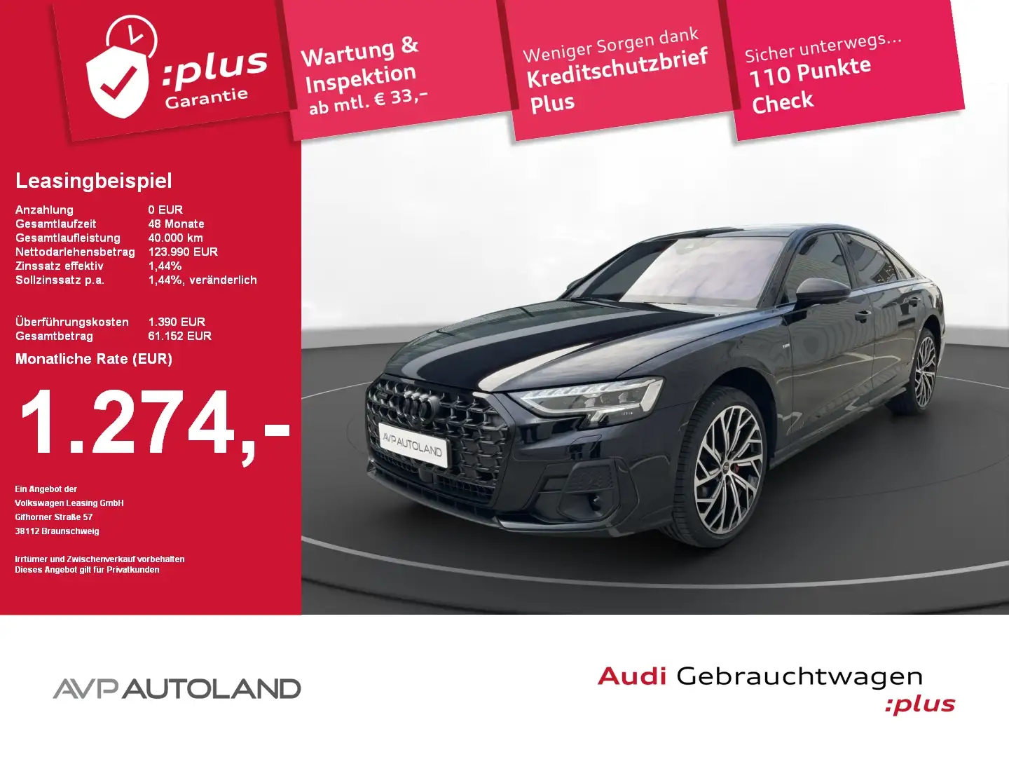 Audi A8 50 TDI quattro tiptronic S line | STANDH. | Czarny - 1