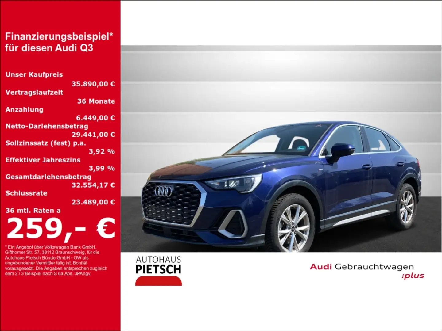 Audi Q3 Sportback 35 TFSI S-Line LED ACC Navi Keyless Blau - 1