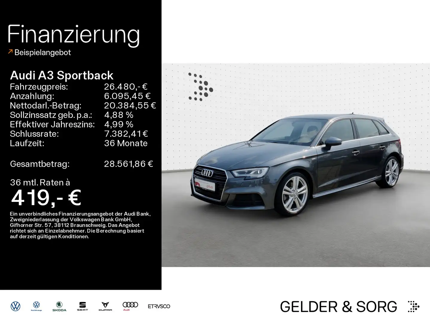 Audi A3 35 TDI sport S line*Pano*Navi*LED* Grigio - 1