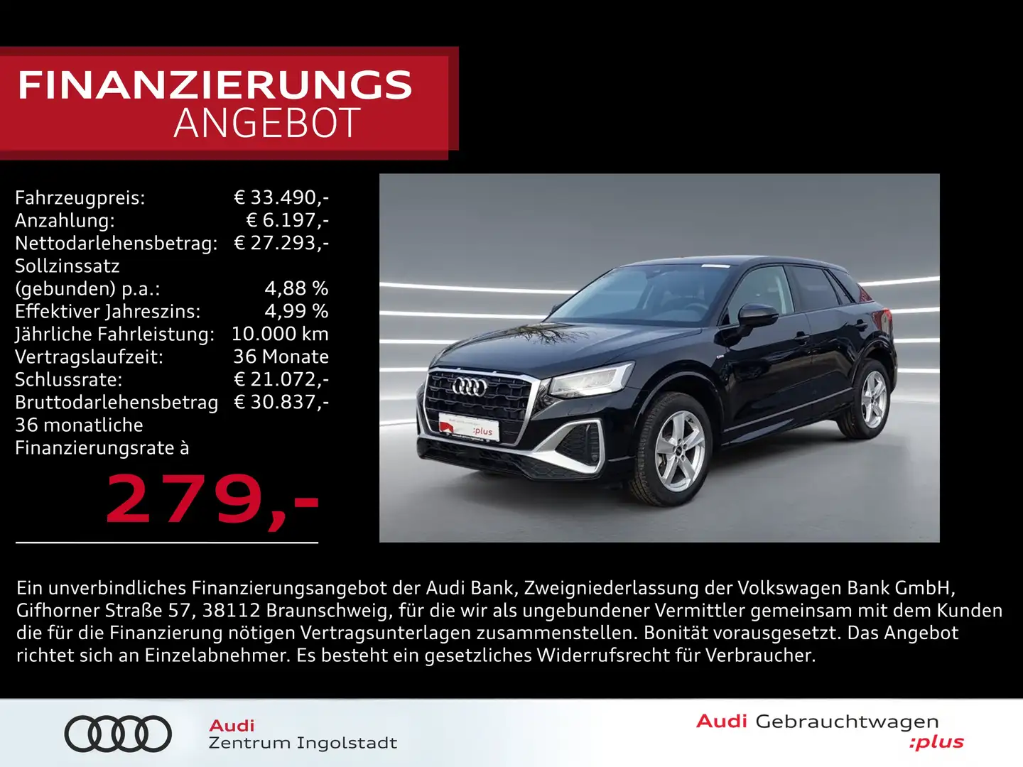 Audi Q2 35 TDI S line AHK SONOS Keyless virtual GRA Schwarz - 1
