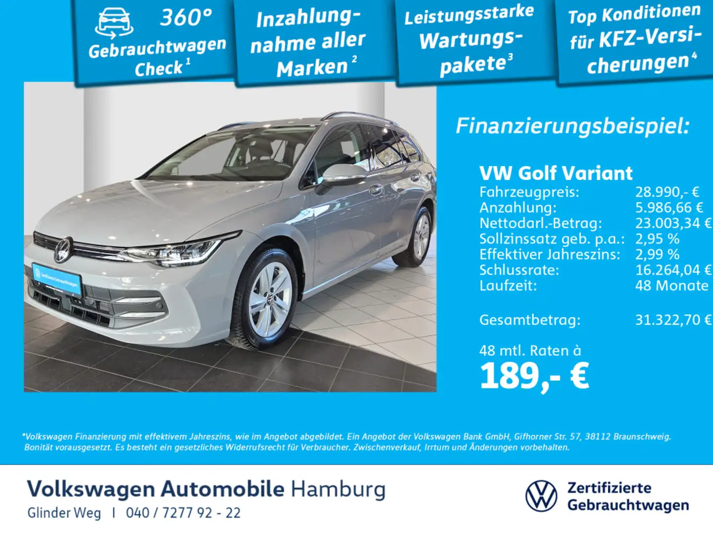 Volkswagen Golf Variant Golf VIII Variant 1.5 eTSI Life DSG Ganzjahresre Grau - 1