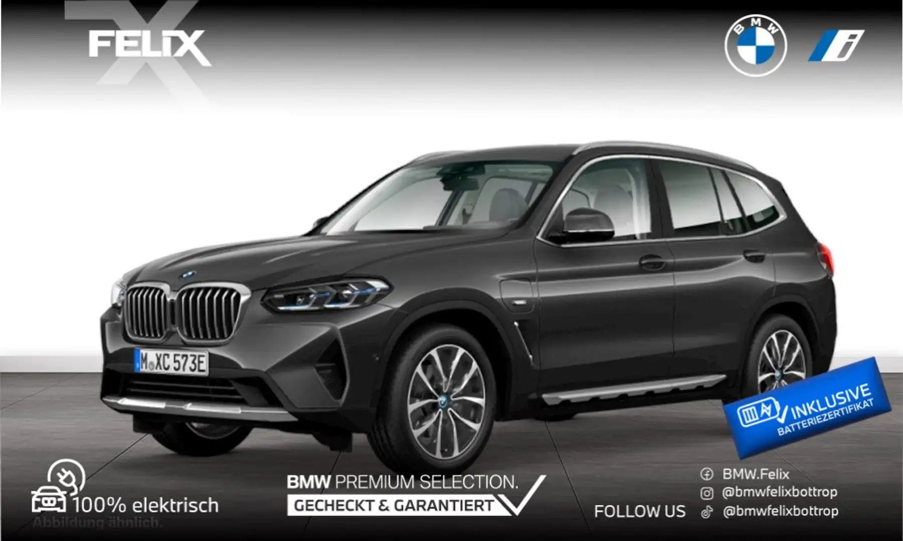 BMW X3 xDrive30e AHK+LIVE COCKPIT PRO+LASERLICHT+DR.ASSIS Grau - 1