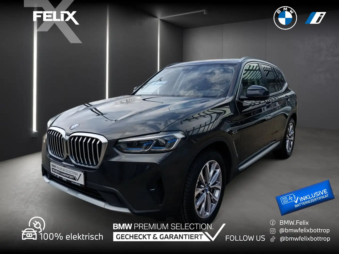 BMW X3 xDrive30e AHK+LIVE COCKPIT PRO+LASERLICHT+DR.ASSIS Grau - 1