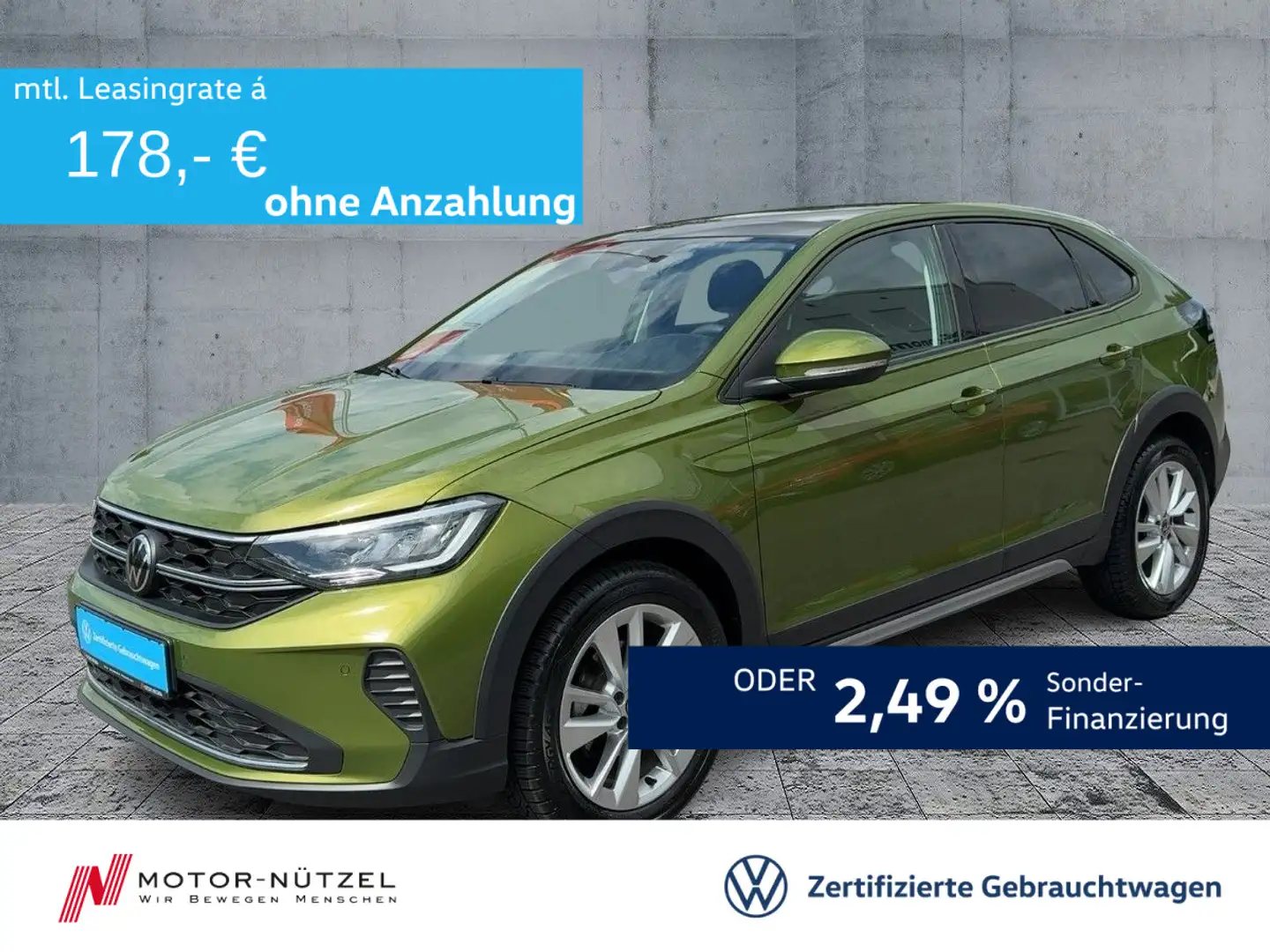 Volkswagen Taigo 1.0 TSI LIFE 5JG+LED+NAVI+PANO+DAB+SHZ+17Z Grün - 1