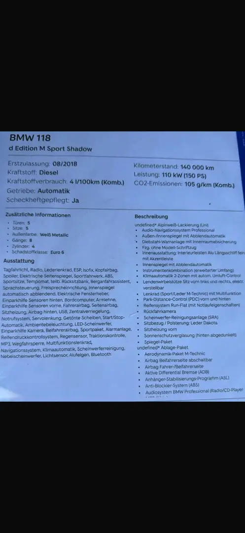 BMW 118 d Edition M Sport Shadow - 1