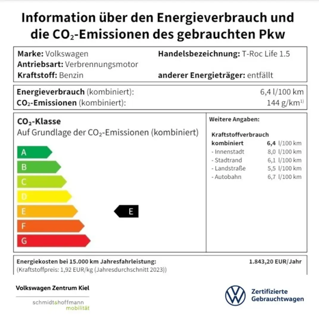 Volkswagen T-Roc Life 1.5 TSI SITZHZ+PDC+CARPLAY+LED+KLIMA Klima Grau - 1