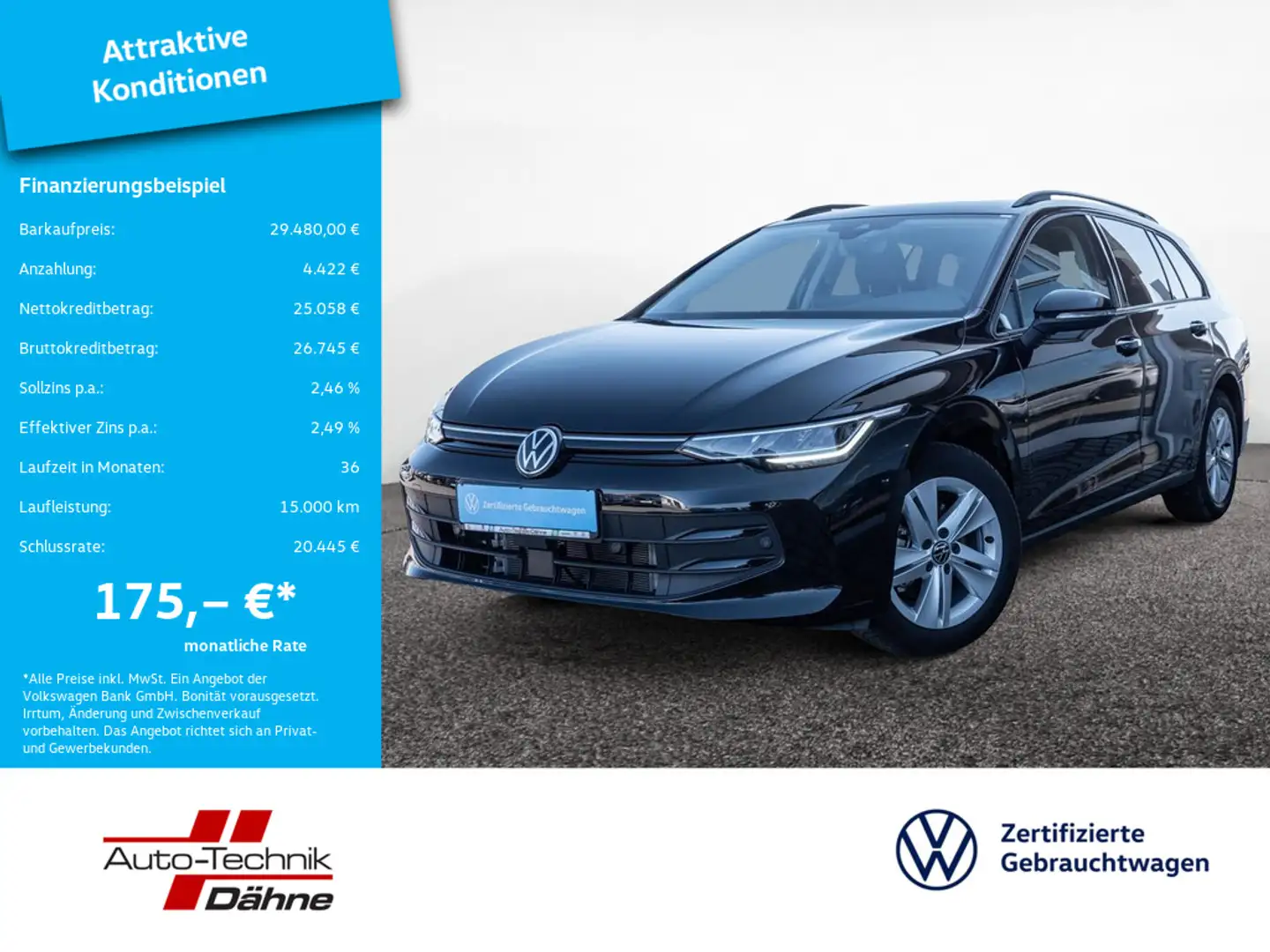 Volkswagen Golf VIII Variant 1.5 eTSI Life AHK ACC LED Schwarz - 1