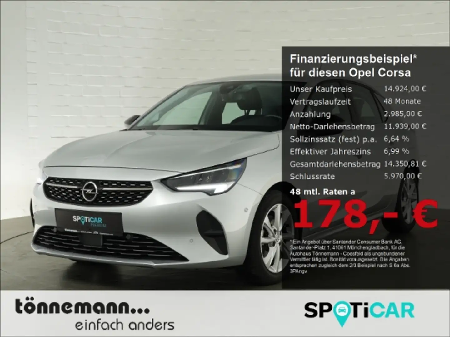 Opel Corsa F ELEGANCE+LED LICHT+NAVI+SITZ-/LENKRADHEIZUNG+PAR Silber - 1
