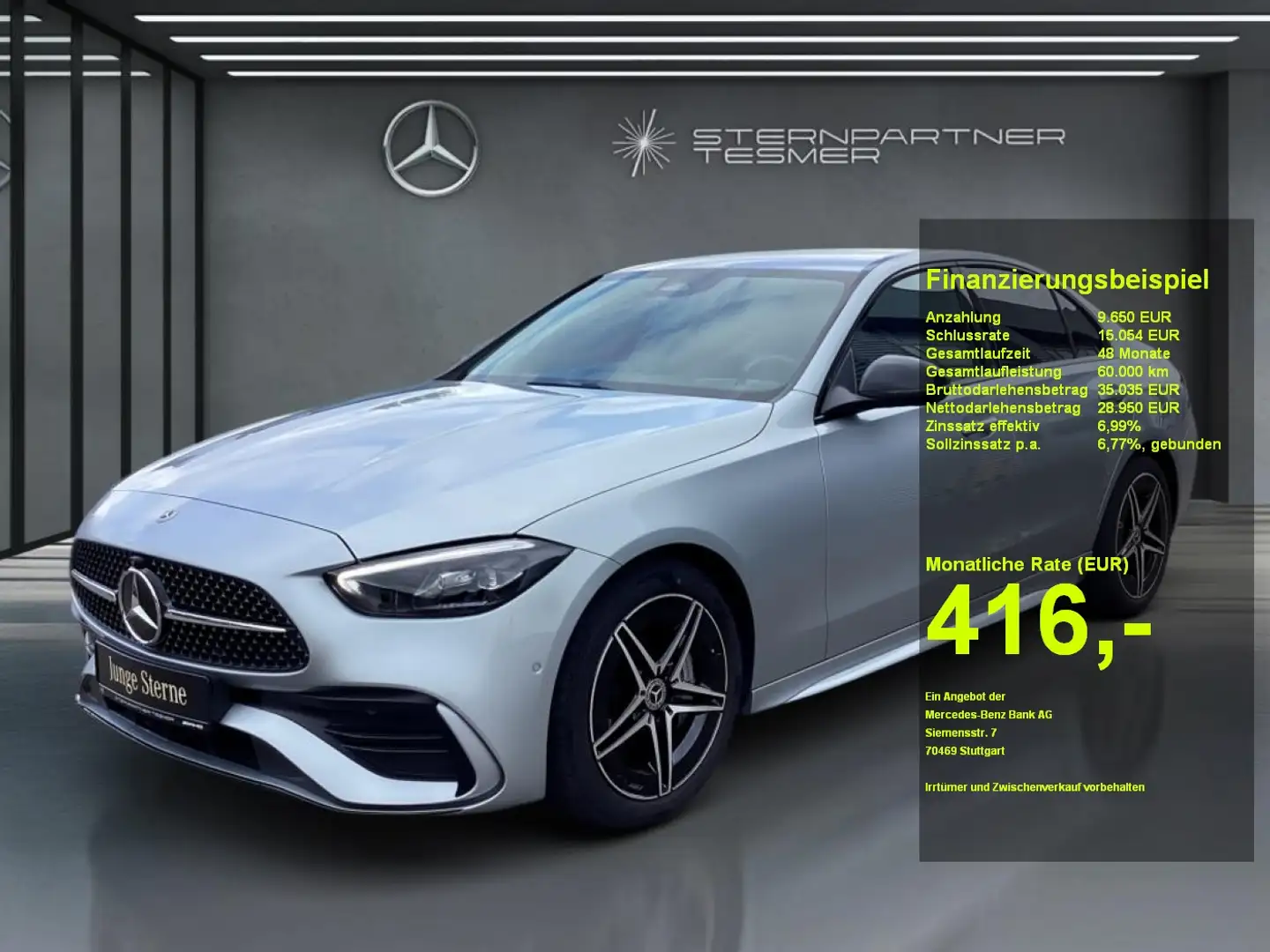 Mercedes-Benz C 200 d +AMG+Night+360°+Ambiente+Memory+Lenkheiz Plateado - 1