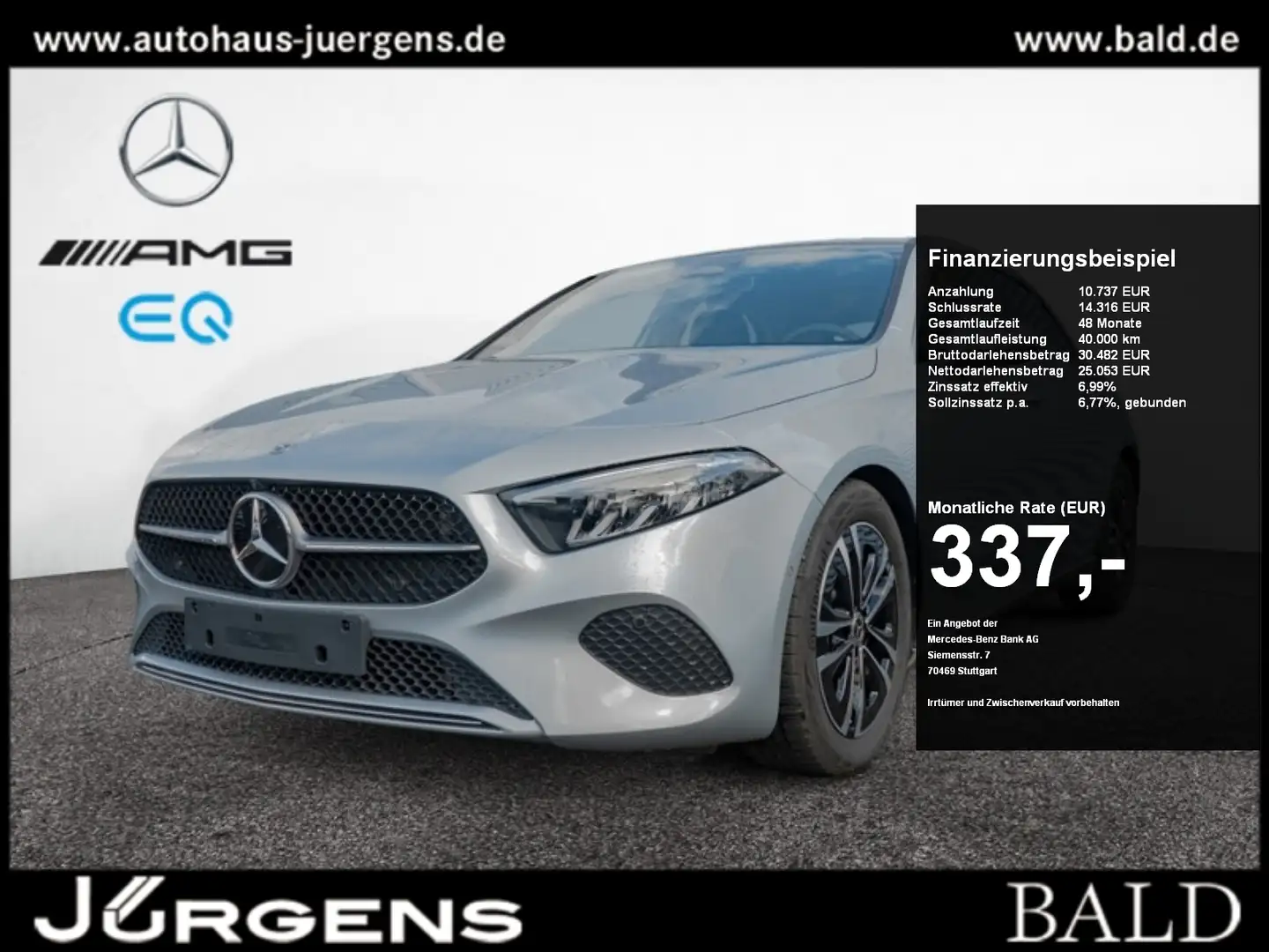 Mercedes-Benz A 220 4M Progressive/LED/360/AHK/Distr/Totw/SHZ Silber - 1