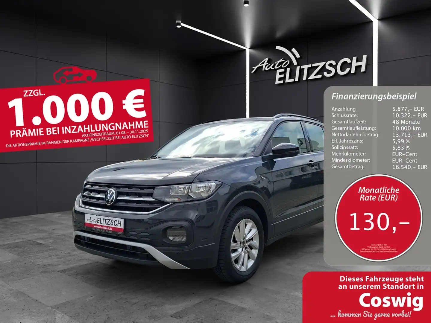 Volkswagen T-Cross TSI Life DSG Klima RFK SH LM Grau - 1