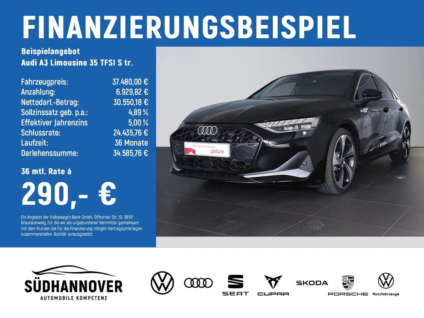 Audi A3 Limousine 35 TFSI S tr. advanced PANO+AHK+LED Schwarz - 2