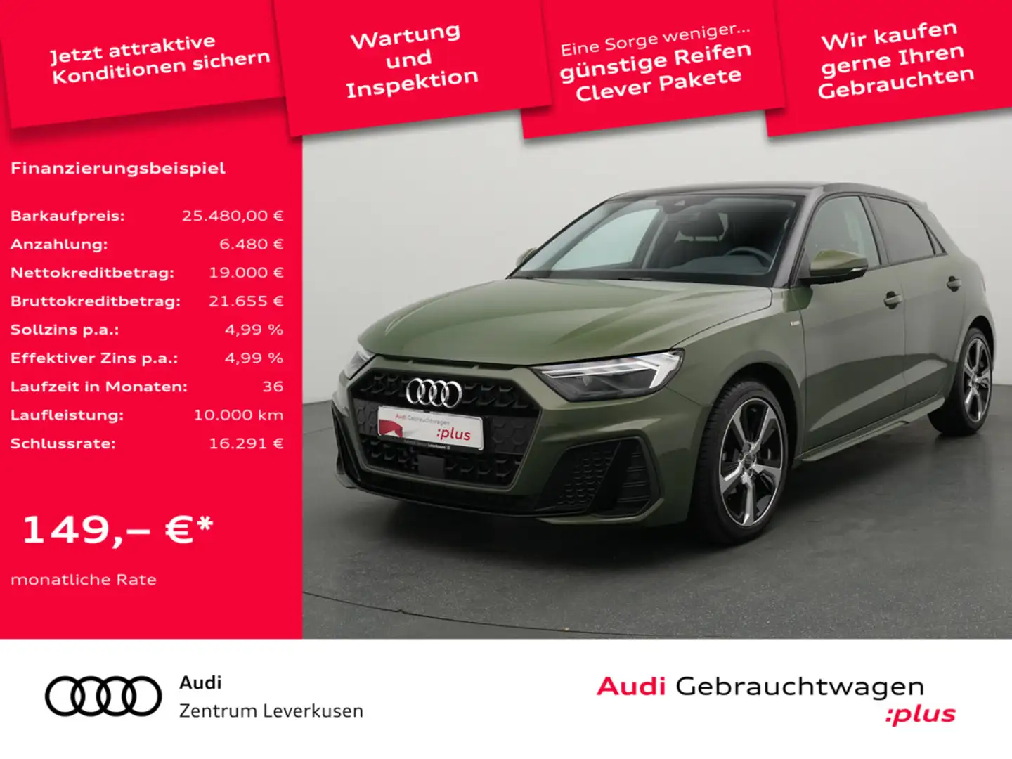 Audi A1 Sportback S line NAVI VIRT AHK SHZ CARPLAY Grün - 1