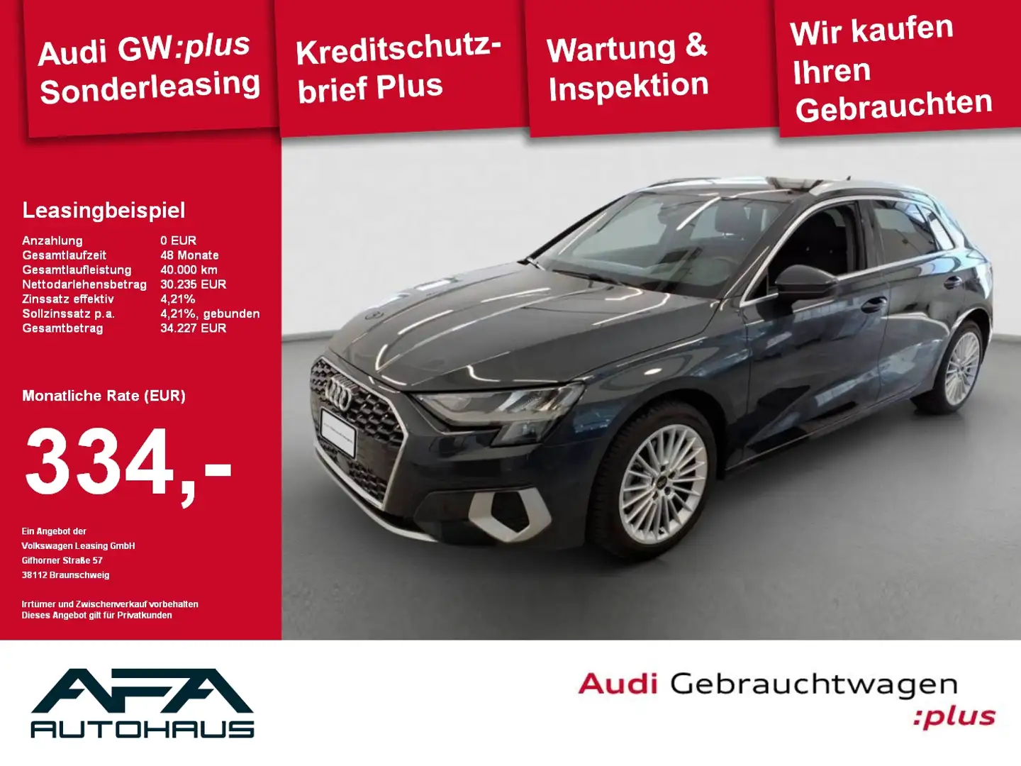 Audi A3 Sportback 35 TFSI Adv. S tr. AHK*Smart.Int*GRA Grau - 1