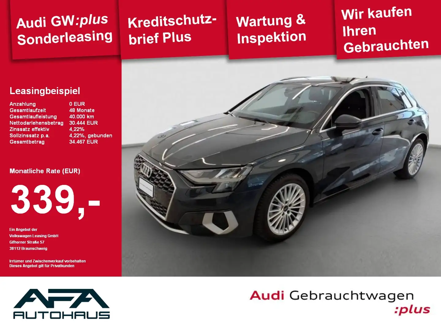 Audi A3 Sportback 35 TFSI Adv. S tr. AHK*Smart.Int*GRA Grigio - 1