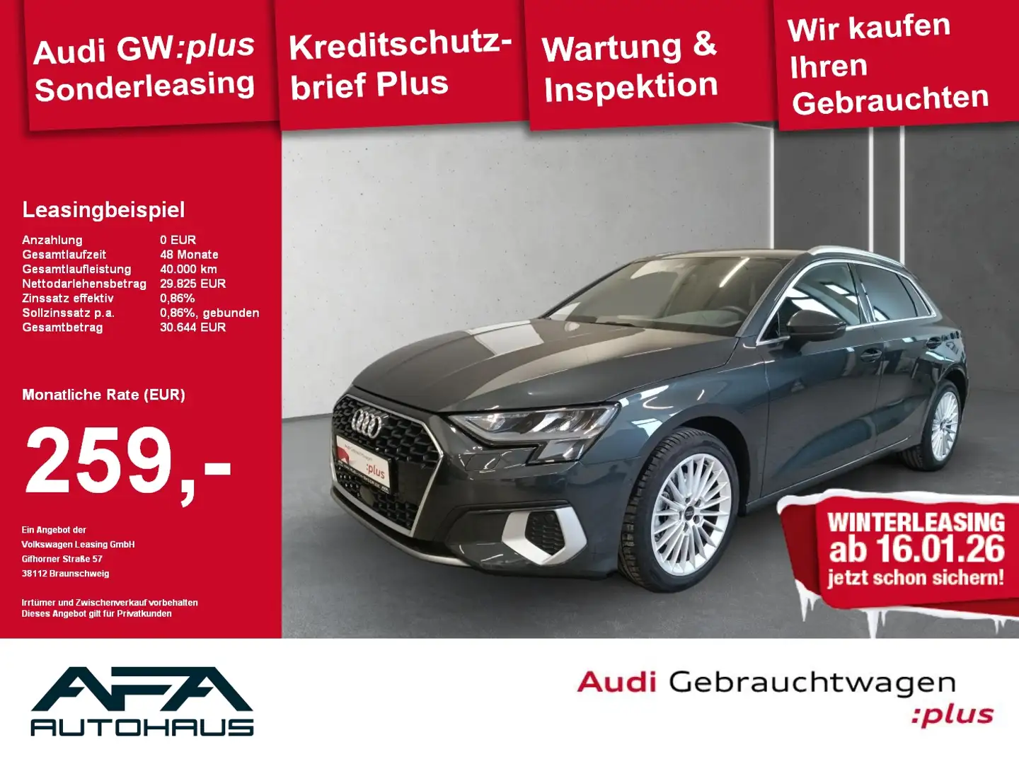 Audi A3 Sportback 35 TFSI Adv. S tr. AHK*Smart.Int*GRA Grau - 1