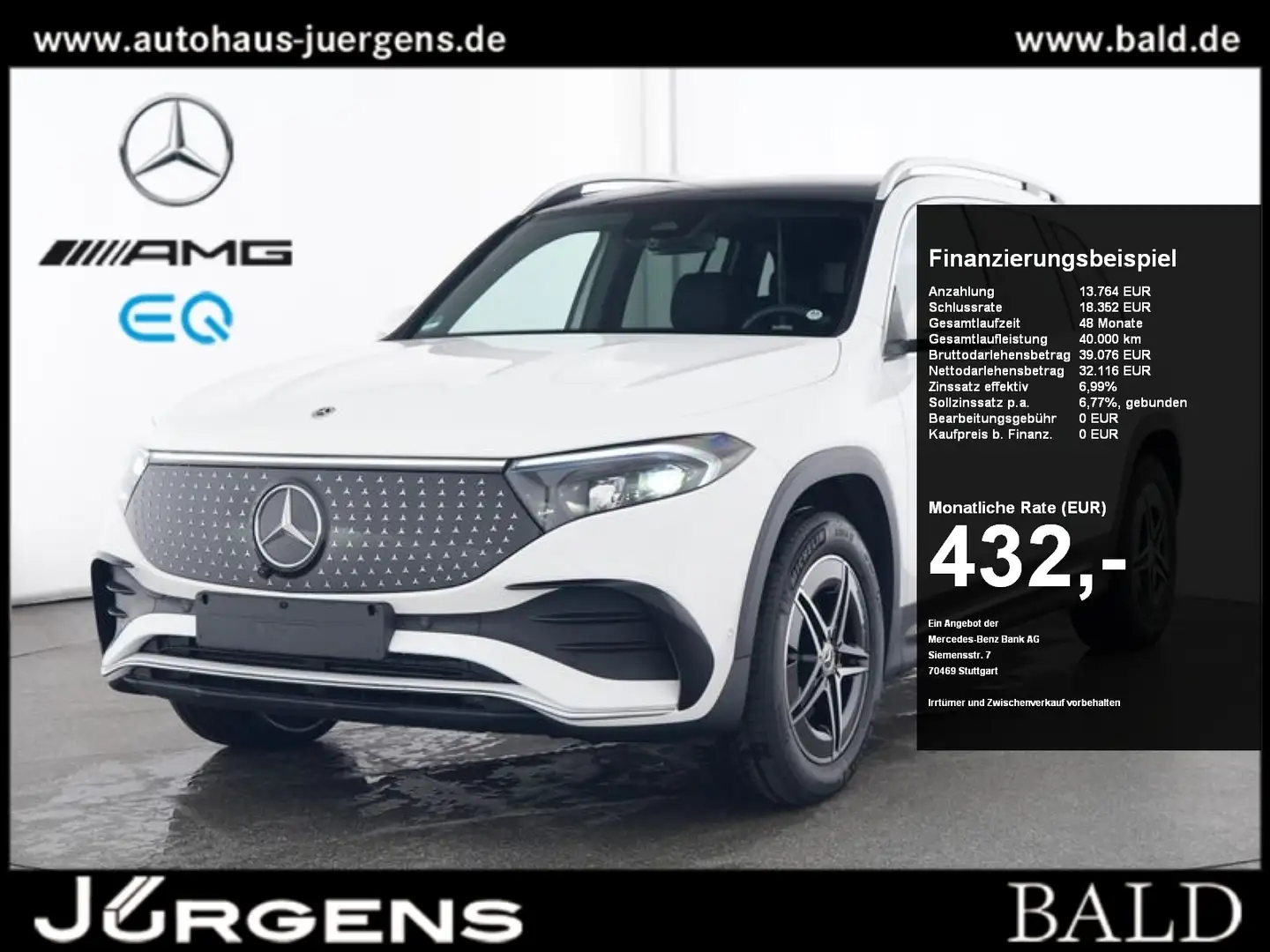 Mercedes-Benz EQB 300 4MATIC +AMG+MBUX+LED+Wide+Pano+AHK+360 Weiß - 1