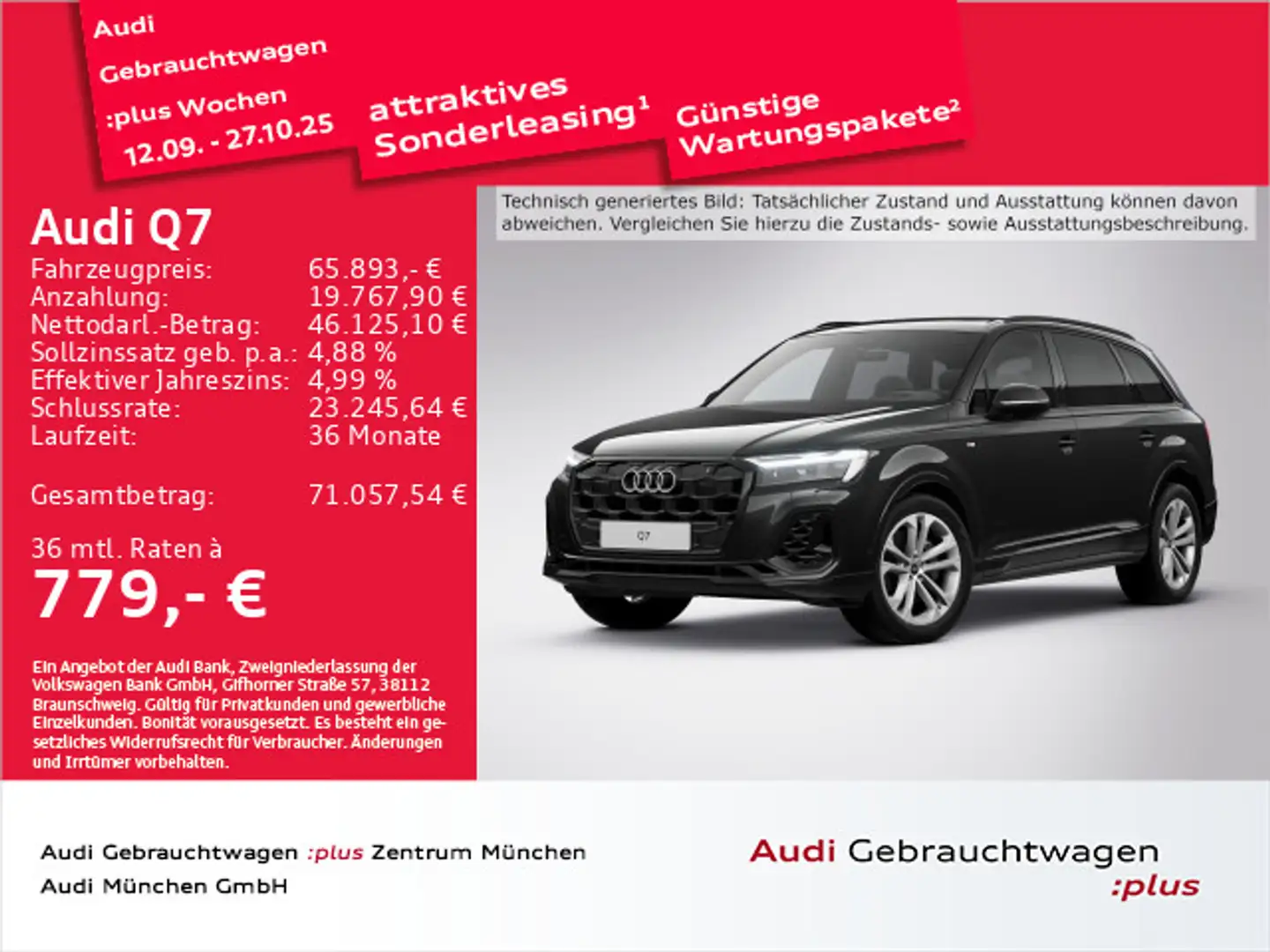 Audi Q7 55 TFSI qu. S line Pano/LuftFed/ACC/AHK Schwarz - 1