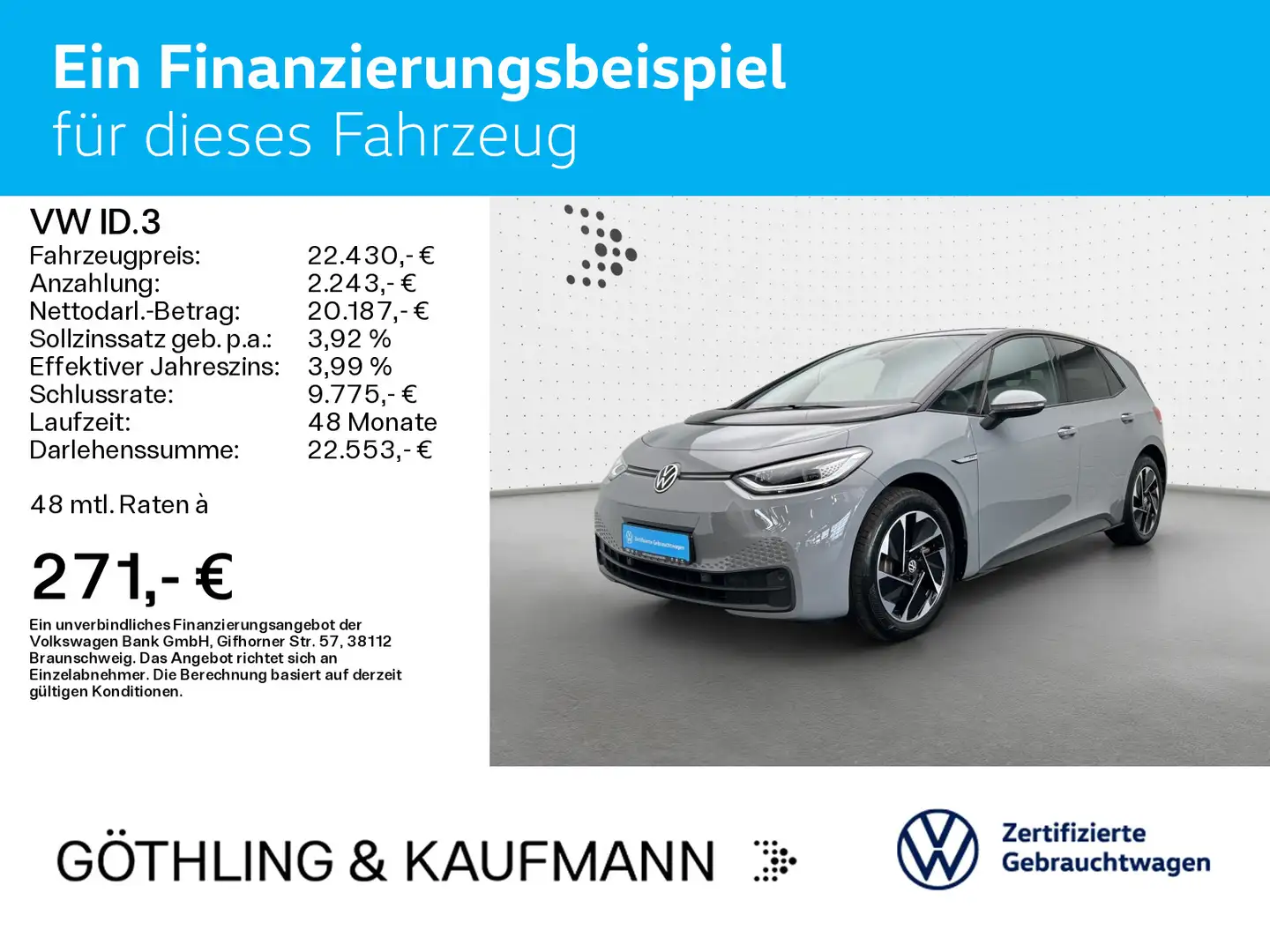 Volkswagen ID.3 Pro Performance Tech 150kW*NAVI*MATRIX*PANO Gris - 2
