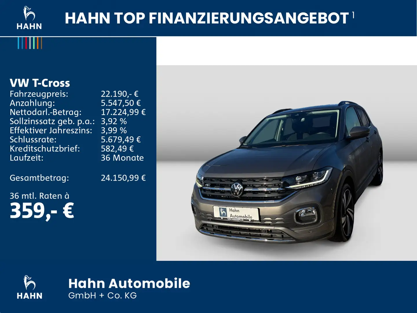 Volkswagen T-Cross 1.0TSI DSG Life Active LED Navi ACC APP Grau - 2