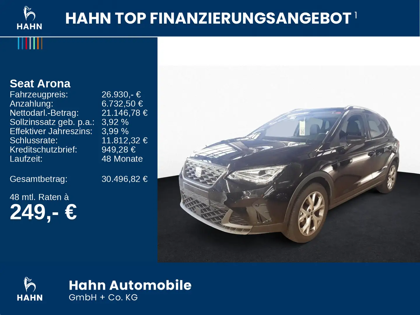 SEAT Arona 1.5TSI DSG FR ACC AHK Cam LED Navi Parklen Schwarz - 2