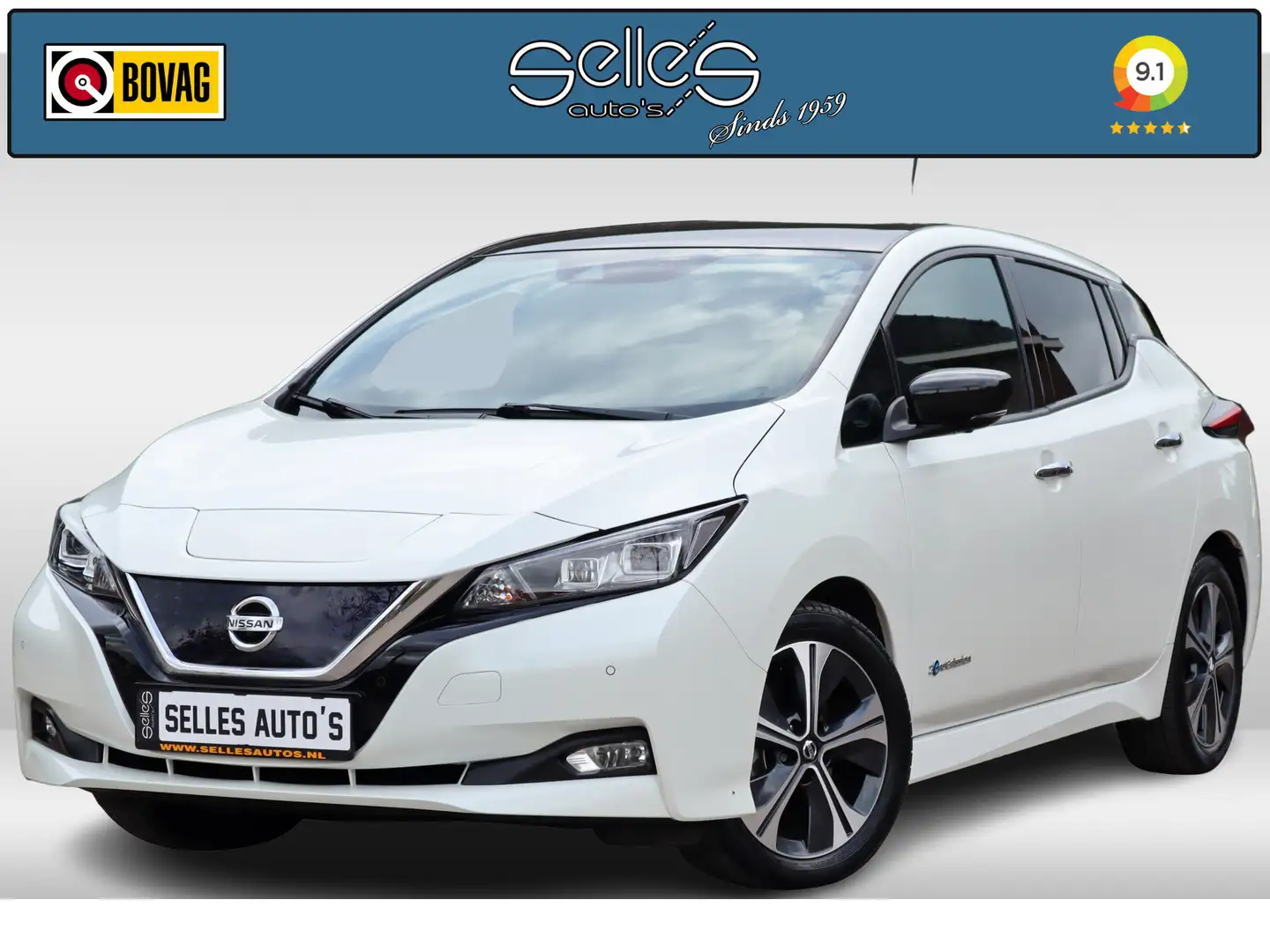 Nissan Leaf | Tekna 40 kWh | 360 Camera | Parelmoer | Lederen Wit - 1