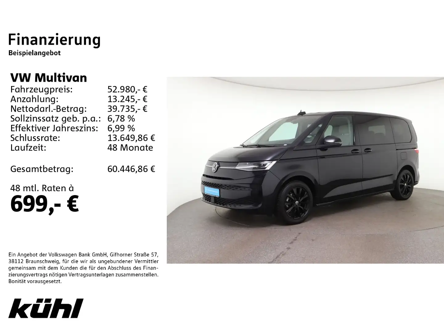 Volkswagen T7 Multivan T7 Multivan KÜ 2.0 TDI DSG Life Schwarz - 2