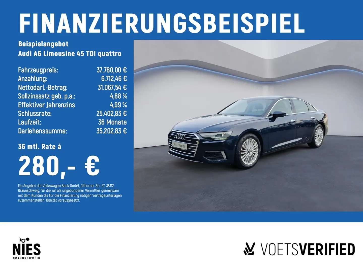 Audi A6 Limousine 45 TDI quattro LED+RearView+STANDHZG Blau - 2