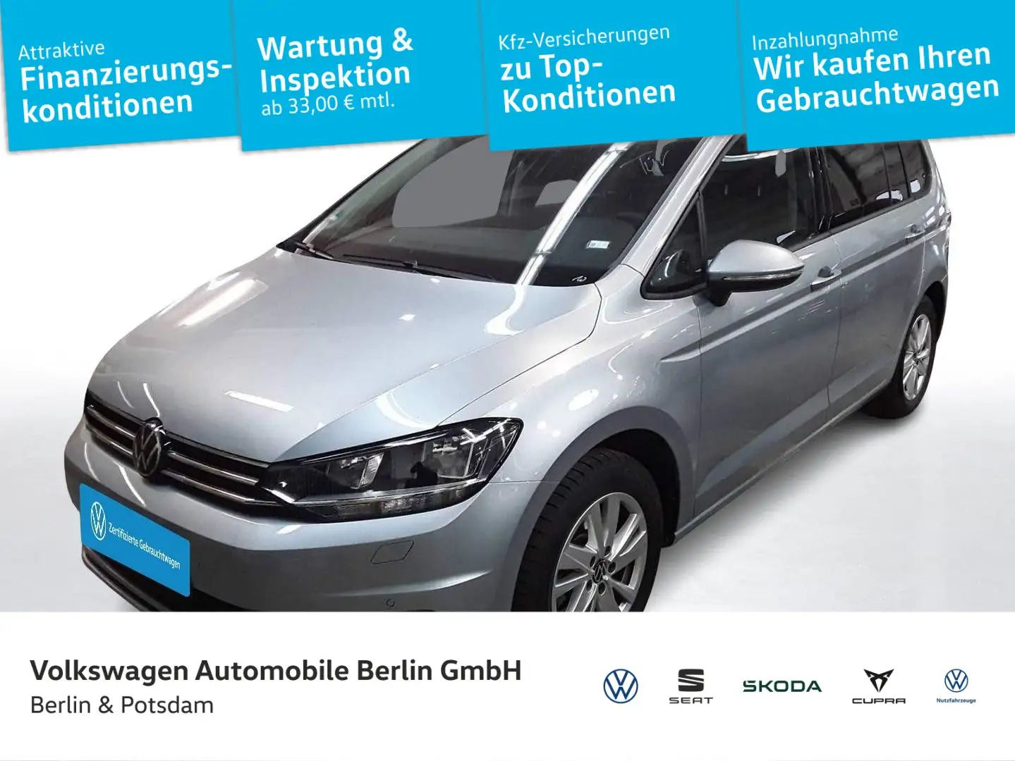 Volkswagen Touran 1.5 TSI DSG Comfort Navi R-Kam AHK 7 Sitz Silber - 1