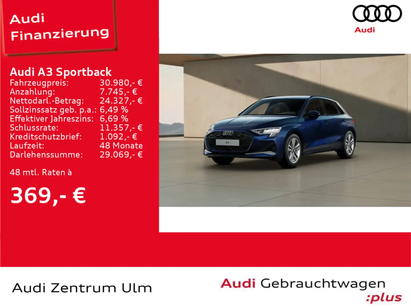 Audi A3 advanced 30 TFSI S tronic NAV R-KAM Blau - 1