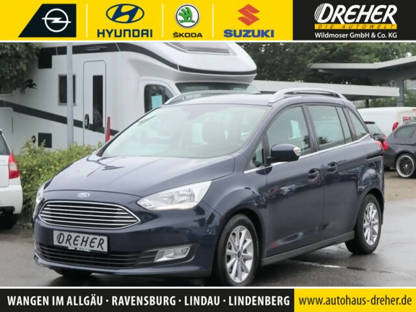 Ford Grand C-Max C-Max 1.0 EcoBoost Grand Titanium AHK/PDC/Klima BC Bleu - 1