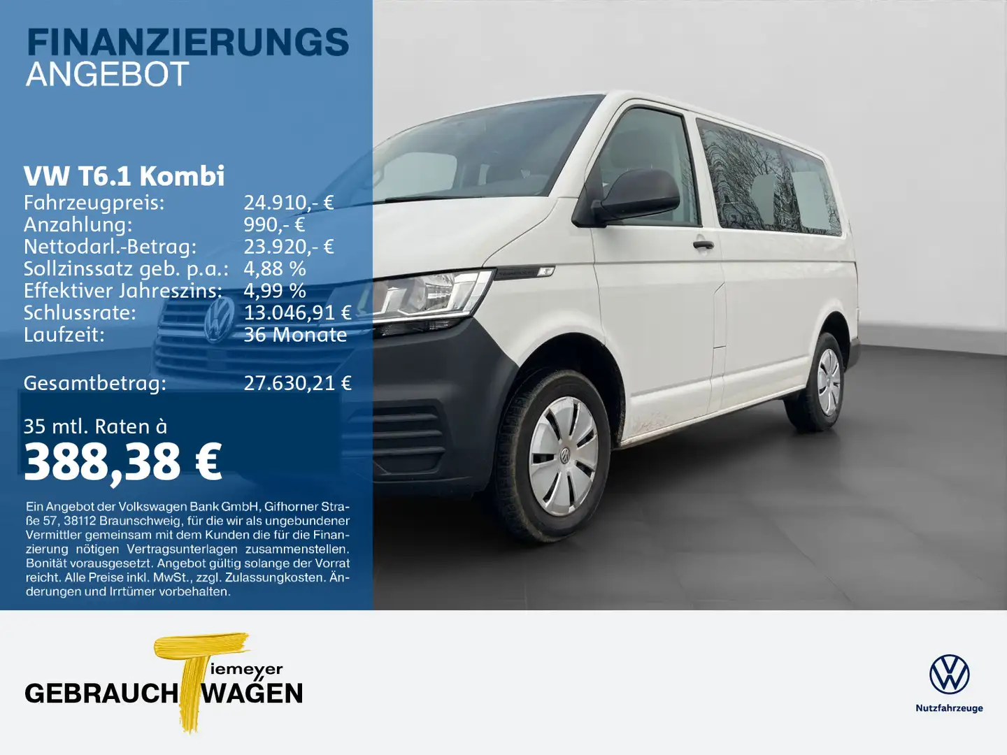 Volkswagen T6.1 Kombi 2.0 TDI AHK KLIMA DAB+ Blanc - 1