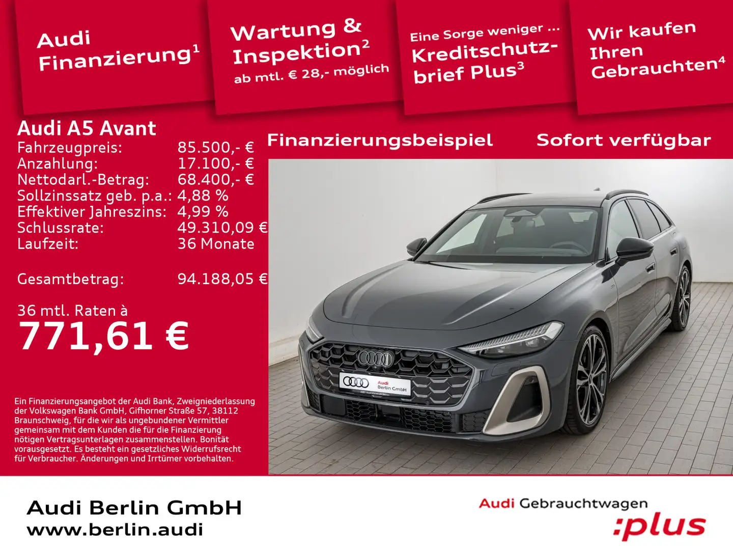 Audi A5 e-hybrid quattro S tronic Grau - 1