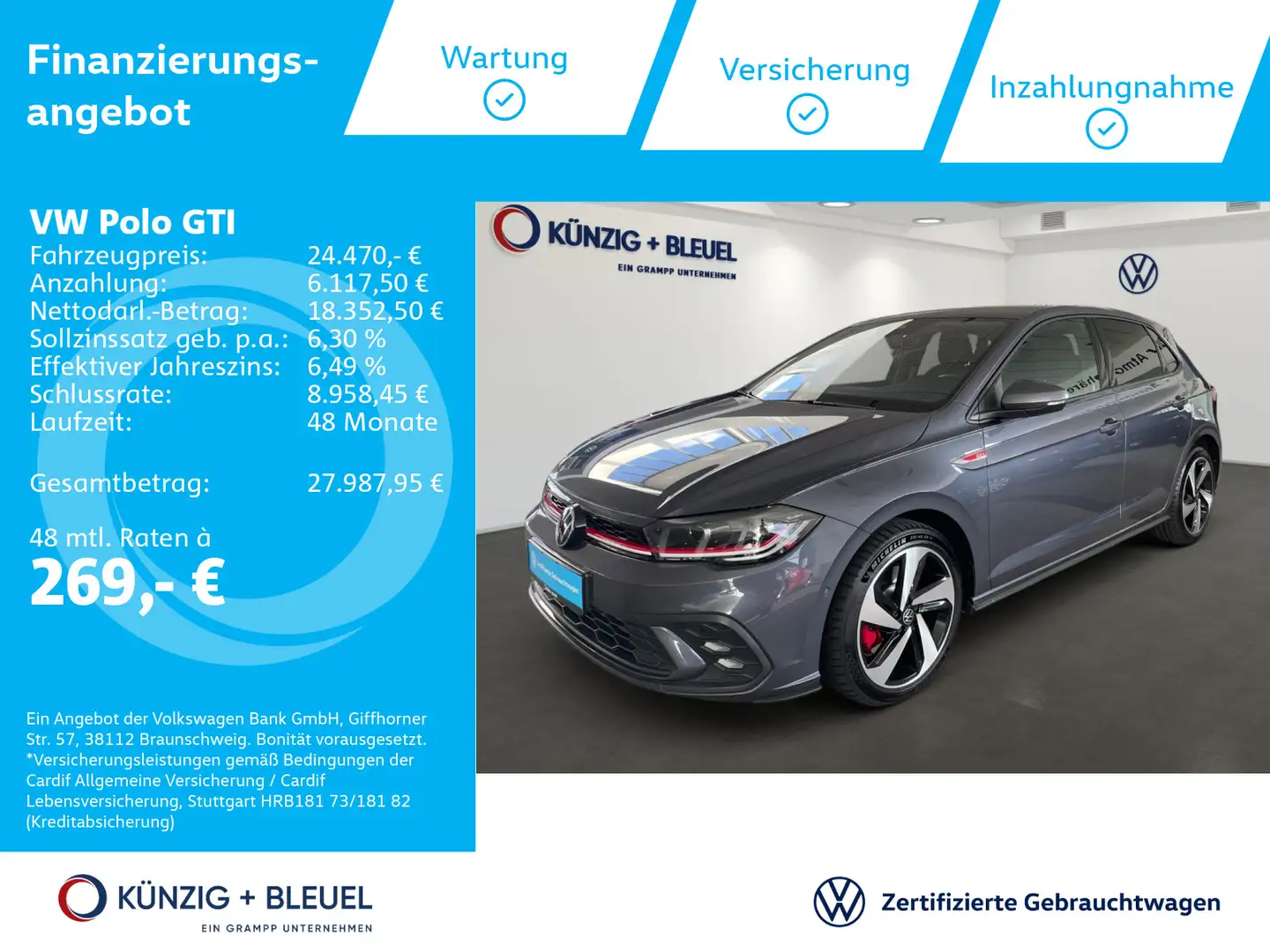 Volkswagen Polo GTI DSG +IQ-DRIVE+MATRIX+ASSISTS+VIRTUAL+ Gris - 1